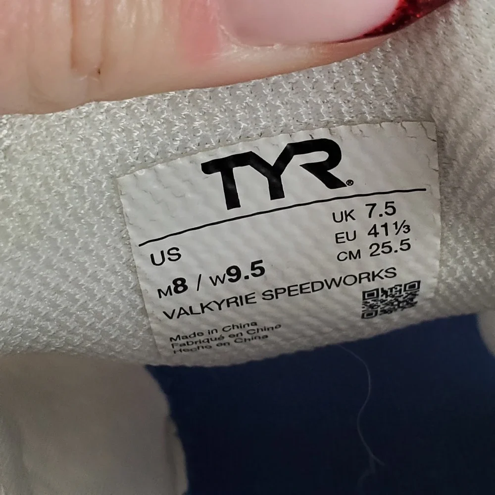 TYR Valkyrie Speedworks Runner Shoes Mens 8 / Womens 9.5 Running White Royal